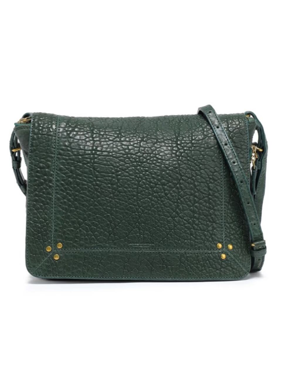 Jerome Dreyfuss Textured Olive Zip-Detailed Leather Shoulder Bag